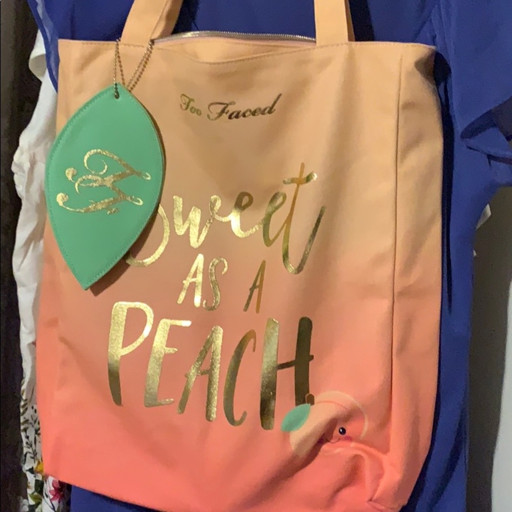 - Too Faced sweet peach ombré tote bag NIP!